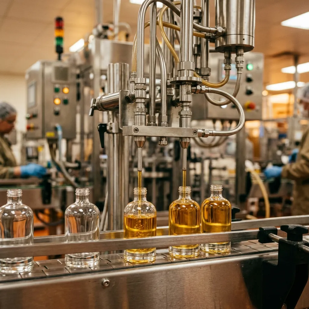 Perfume filling line at Fragrance & Fashion's manufacturing facility in Ahmedabad