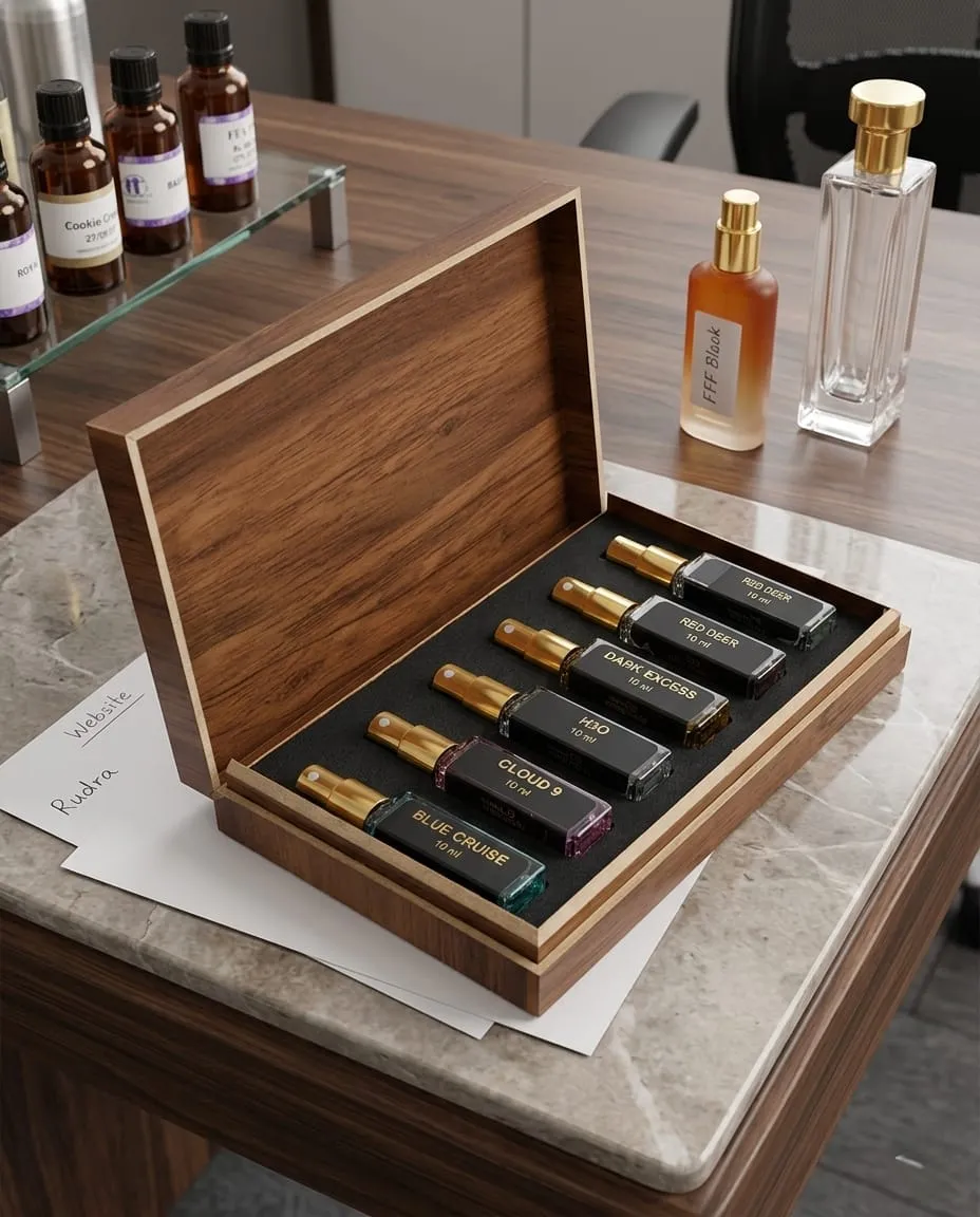 F&F sample case opened on a meeting table — capability fit and sample plan delivered to founders